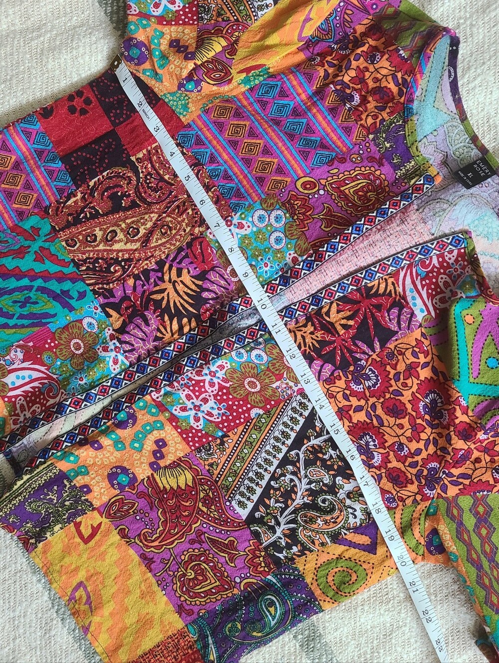Colorful Patchwork Open Front Jacket - Picture 9 of 12